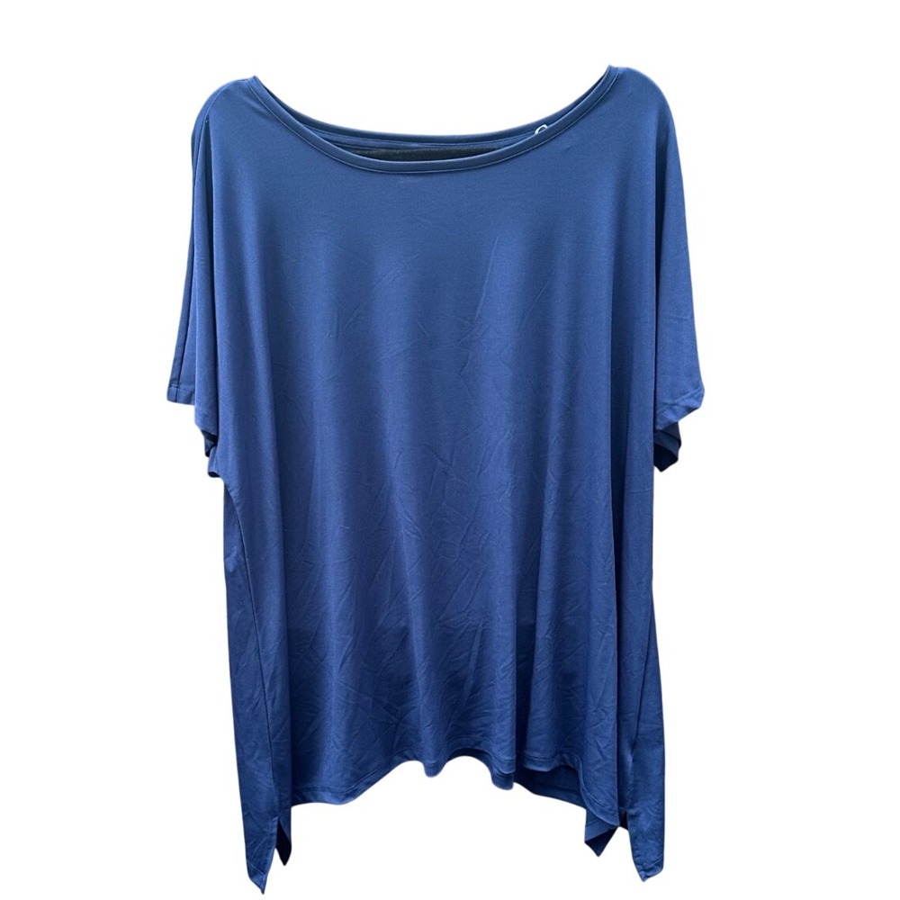 Liz Claiborne Woman Navy Blue Short Sleeve Scoop Neck Sharkbite Hem Top 2X NWT